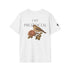 White oversized Rhinestone Script Tee with "Unruled" cursive rhinestone logo on chest