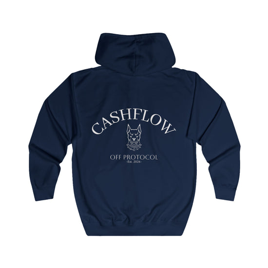Cashflow Bulldog Zip Hoodie — Financial Freedom Graphic Full-Zip Hoodie