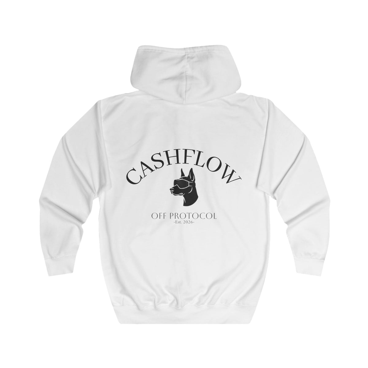 Cashflow Bulldog Zip Hoodie — Financial Freedom Graphic Full-Zip Hoodie